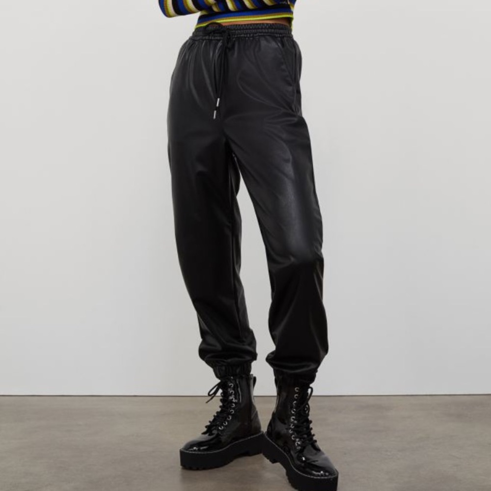 H&M faux leather joggers